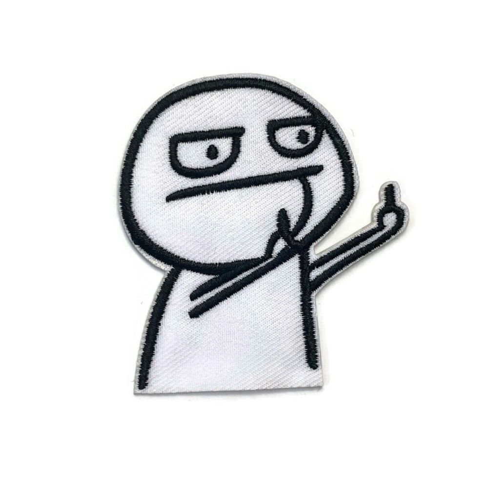 Angry Man F You Meme Cartoon Middle Finger Embroidered Patch